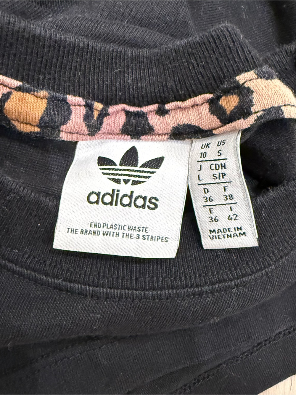 adidas Black Tee with Leopard Trefoil - Picture 7 of 7